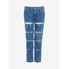Low-waisted Slashed Jeans