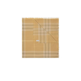 체크 울 스카프-FLAX
