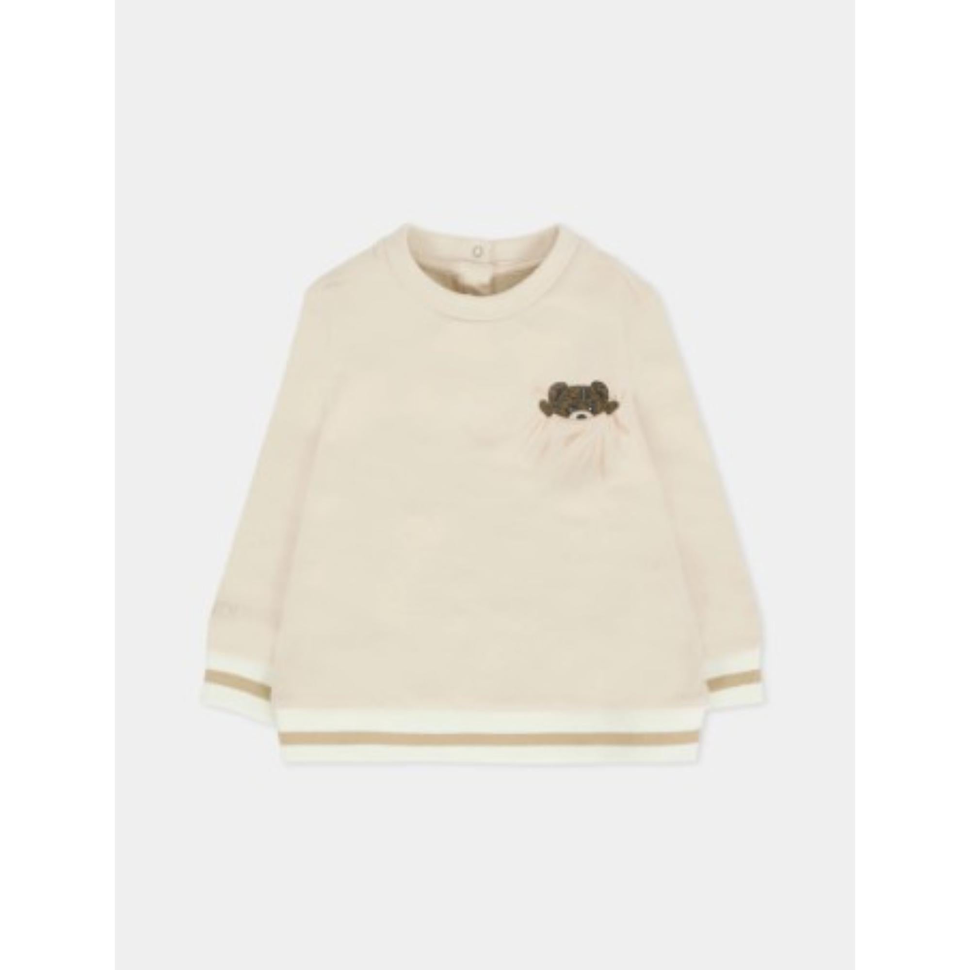 [NB UNISEX] 베이지 베어 프린트 스웻셔츠