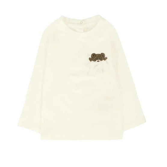 [NB UNISEX] 화이트 베어 프린트 티셔츠