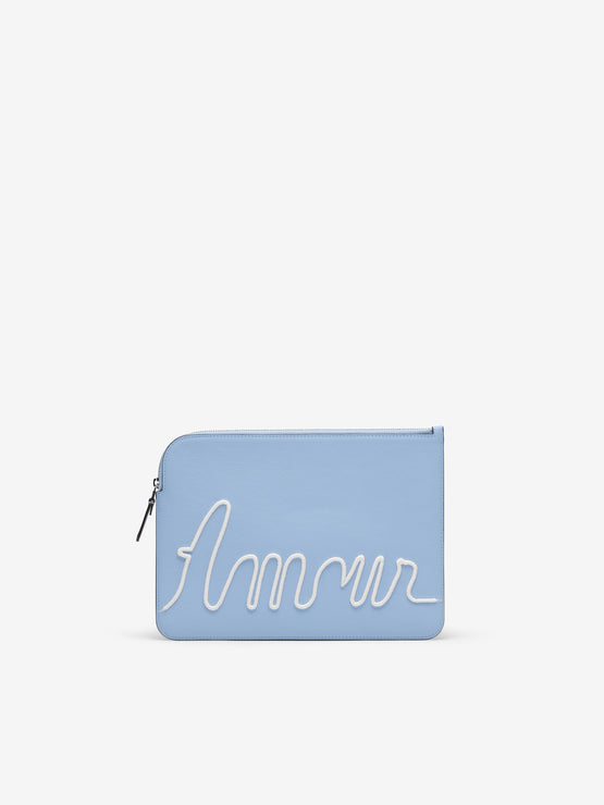 Magritte A5 Pouch L'Amour Jumping Calf Azure - Ivory