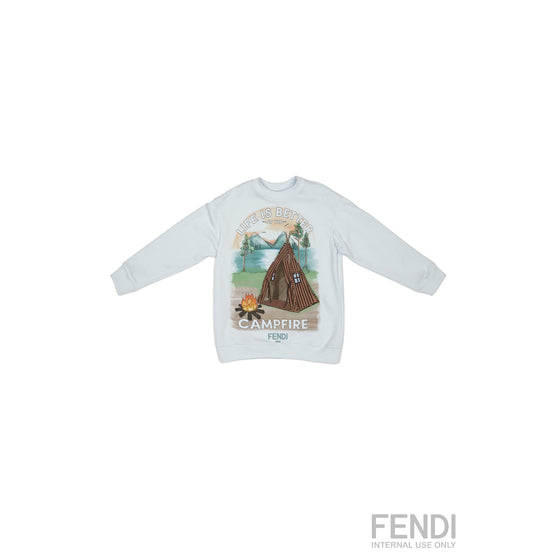 [KIDS BOY] 스카이블루 캠핑 프린트 스웻셔츠