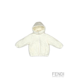 [KIDS UNISEX] 화이트 FF 엠보싱 패턴 패딩