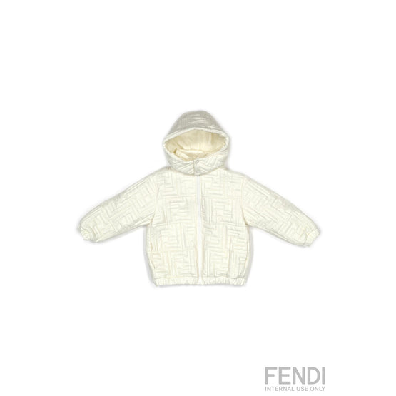 [KIDS UNISEX] 화이트 FF 엠보싱 패턴 패딩