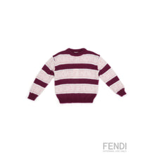 [KIDS UNISEX] 버건디 스트라이프 배색 니트