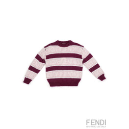 [KIDS UNISEX] 버건디 스트라이프 배색 니트