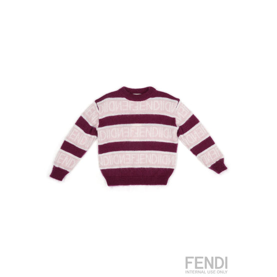 [KIDS UNISEX] 버건디 스트라이프 배색 니트