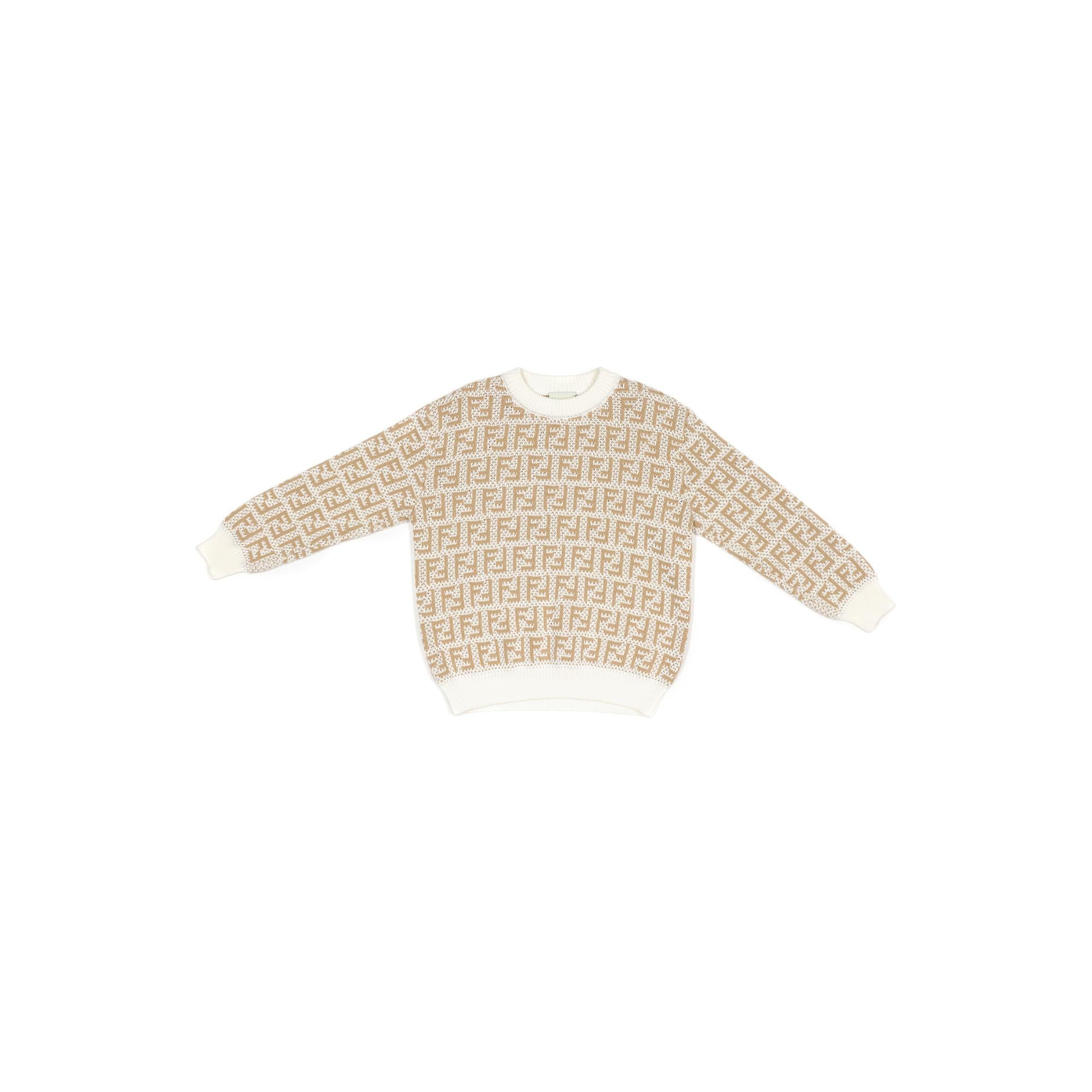 [KIDS UNISEX] 베이지 FF 모노그램 패턴 풀오버