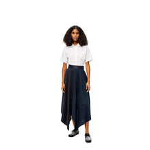 STRIPE ASYMMETRIC MIDI SKIRT