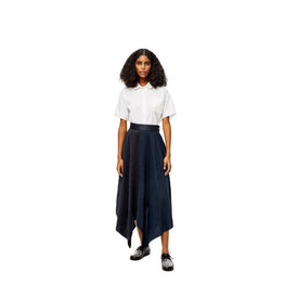 STRIPE ASYMMETRIC MIDI SKIRT