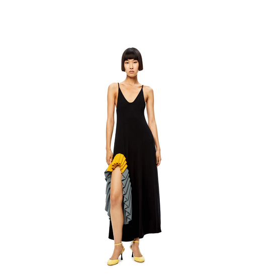 RUFFLE KNIT MIDI DRESS
