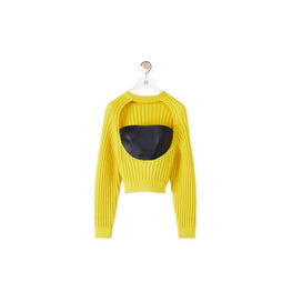 LEATHER BUSTIER CUTOUT SWEATER