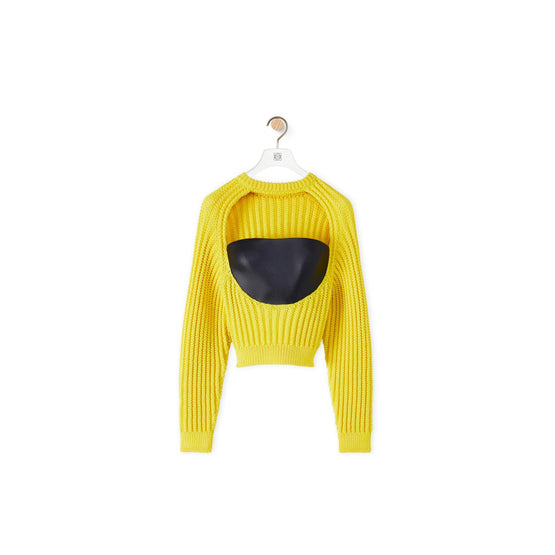 LEATHER BUSTIER CUTOUT SWEATER