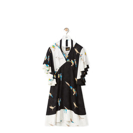 PARROT PRINT RUFFLE DRESS