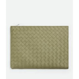 HALF ZIPPED POUCH - TRAVERTINE/TR/PAR-SI