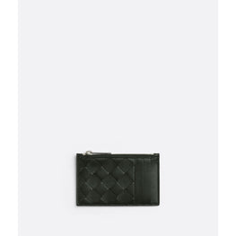 ZIPPED CARD CASE - DARK GREEN-SILVER