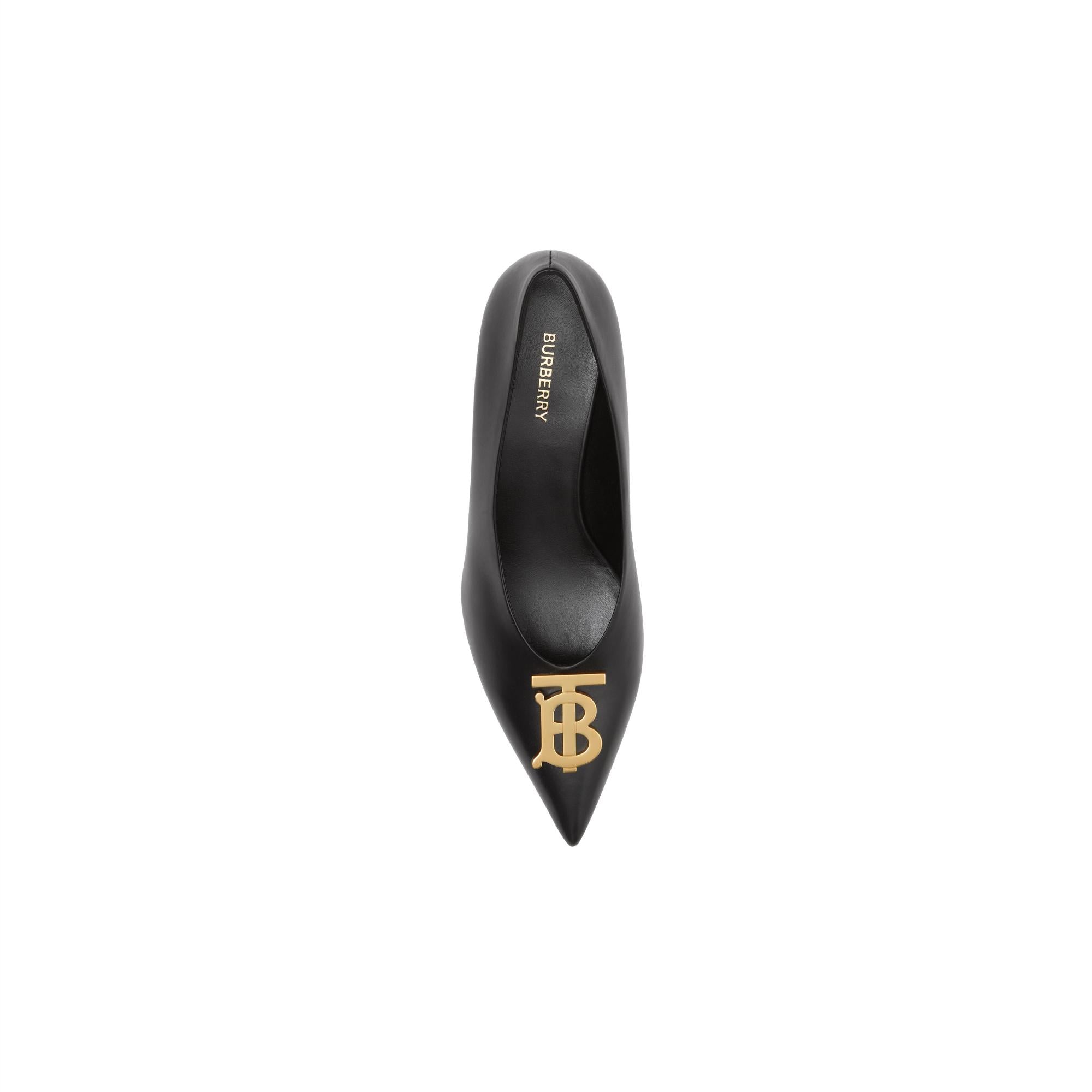모노그램 모티프 포인트 토 펌프스