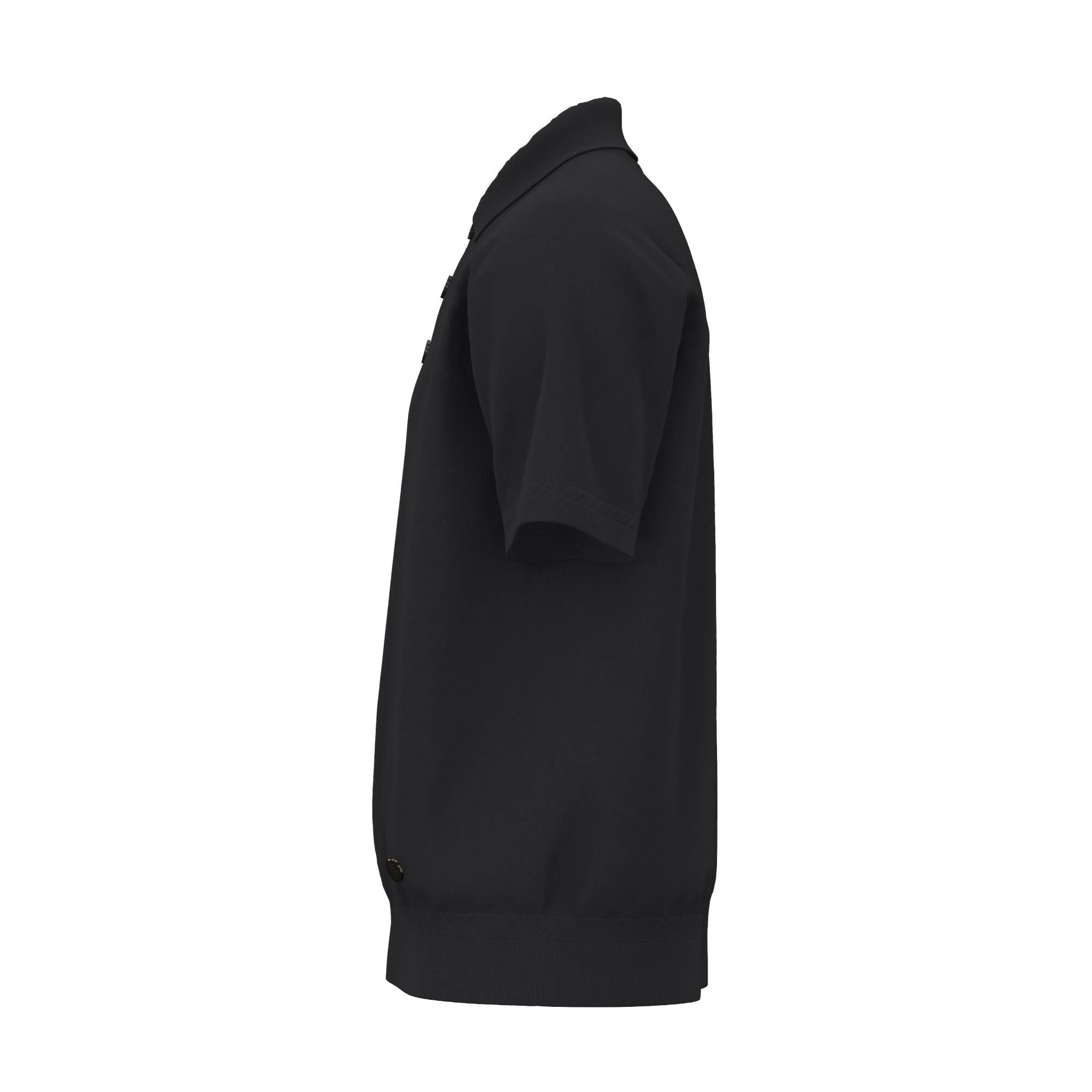 모노그램 모티프 울 실크 블렌드 폴로셔츠