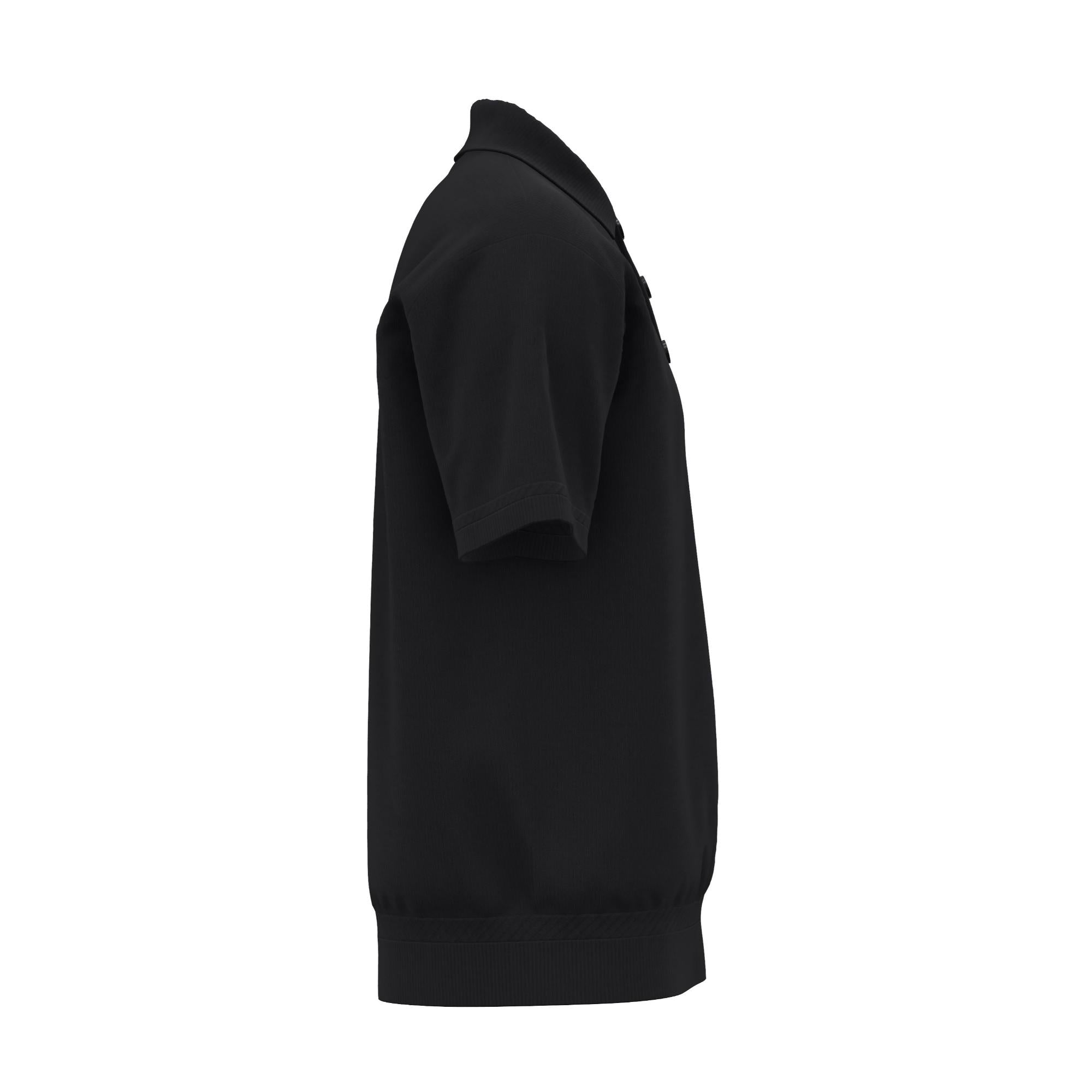 모노그램 모티프 울 실크 블렌드 폴로셔츠
